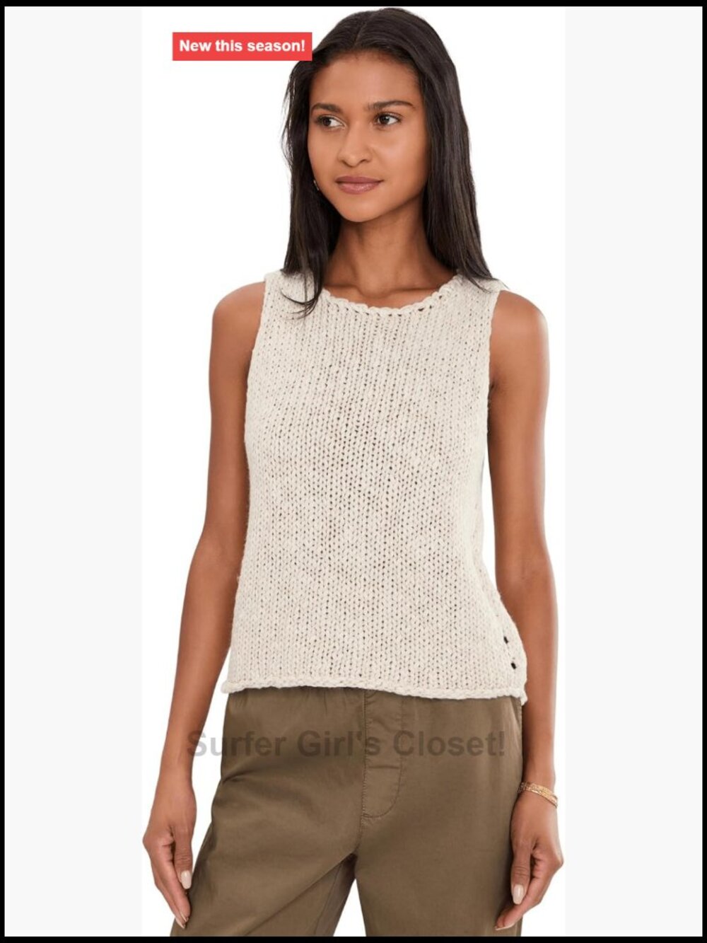 Sleeveless Cotton Blend Knit Tank Women's Casual Box Tee